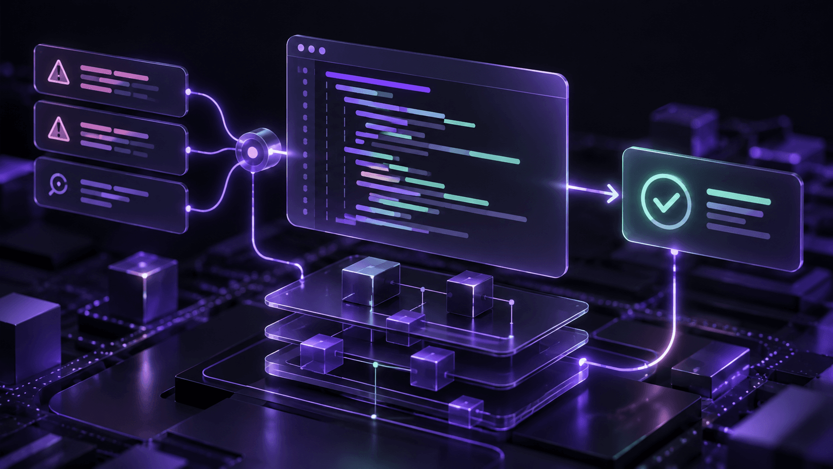 Abstract PHP debugging environment with structured code paths and a resolved warning signal